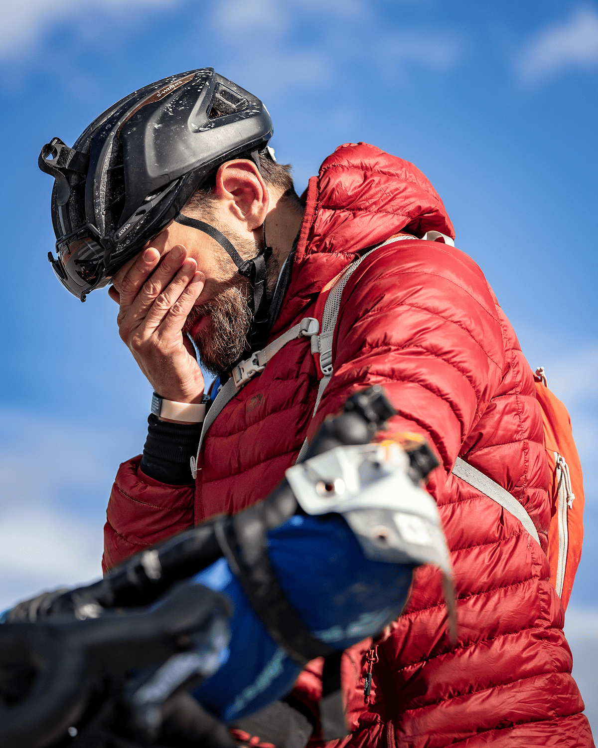 Cyclist at the end of the journey